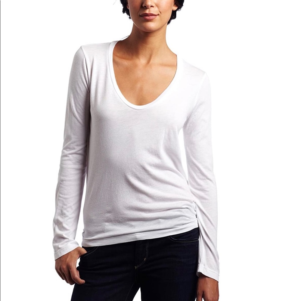 Anthro Splendid Scoop Neck Long Sleeve White Women’s Top Sz XL NWT